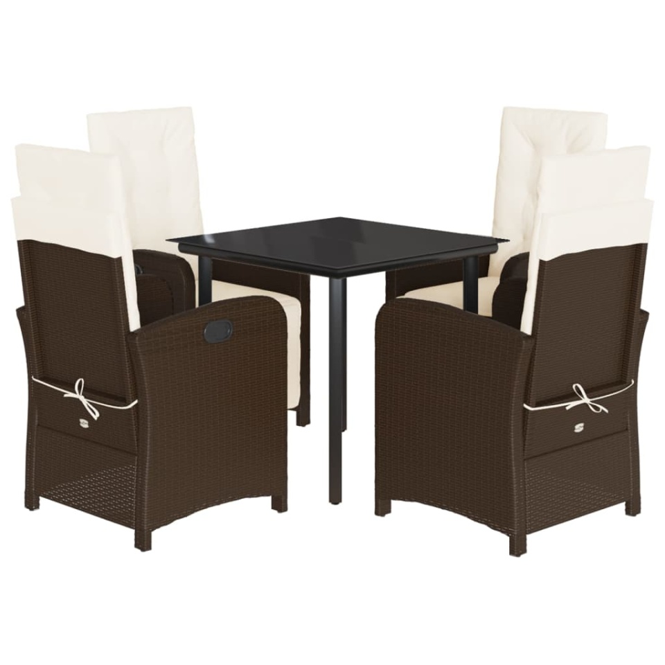 Set mobilier de grădină, 5 piese, cu perne, maro, poliratan - 1 | YEO