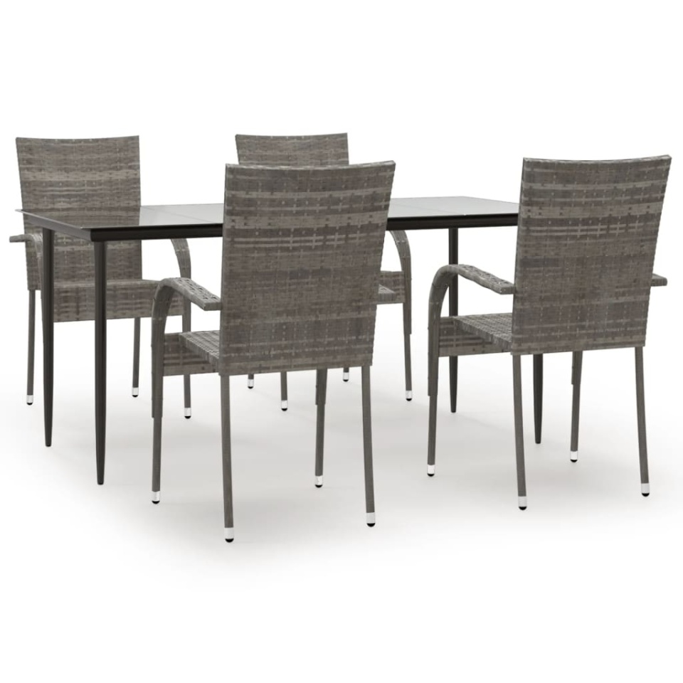 Set mobilier de grădină, 5 piese, gri, poliratan - 1 | YEO