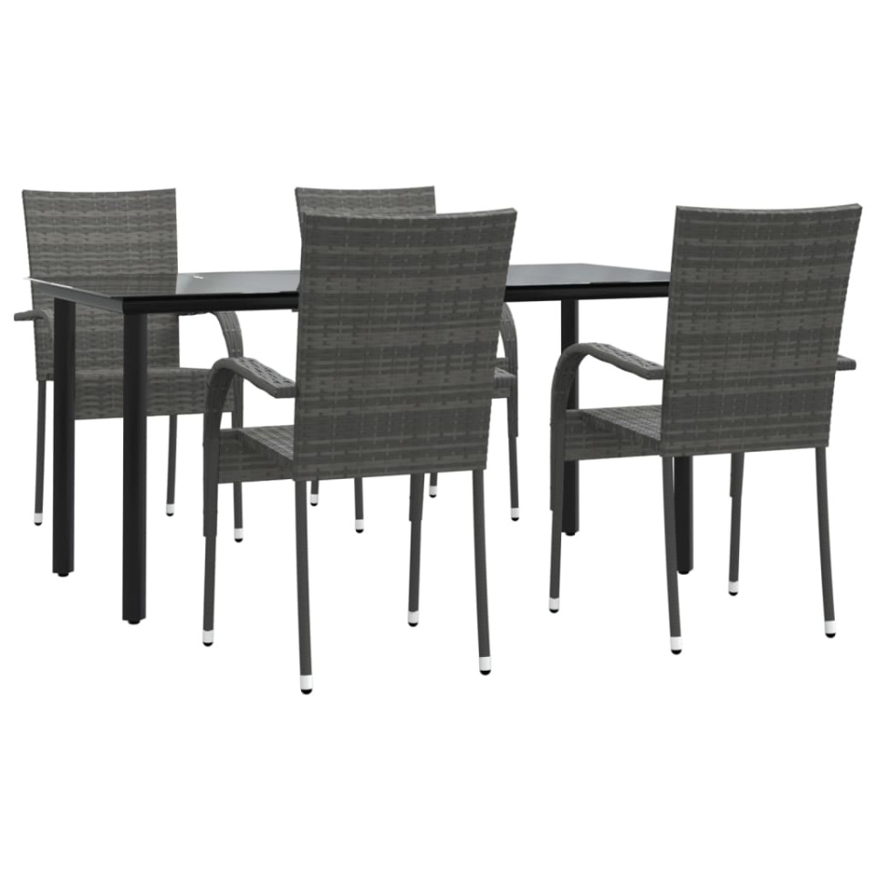 Set mobilier de grădină, 5 piese, gri, poliratan - 2 | YEO