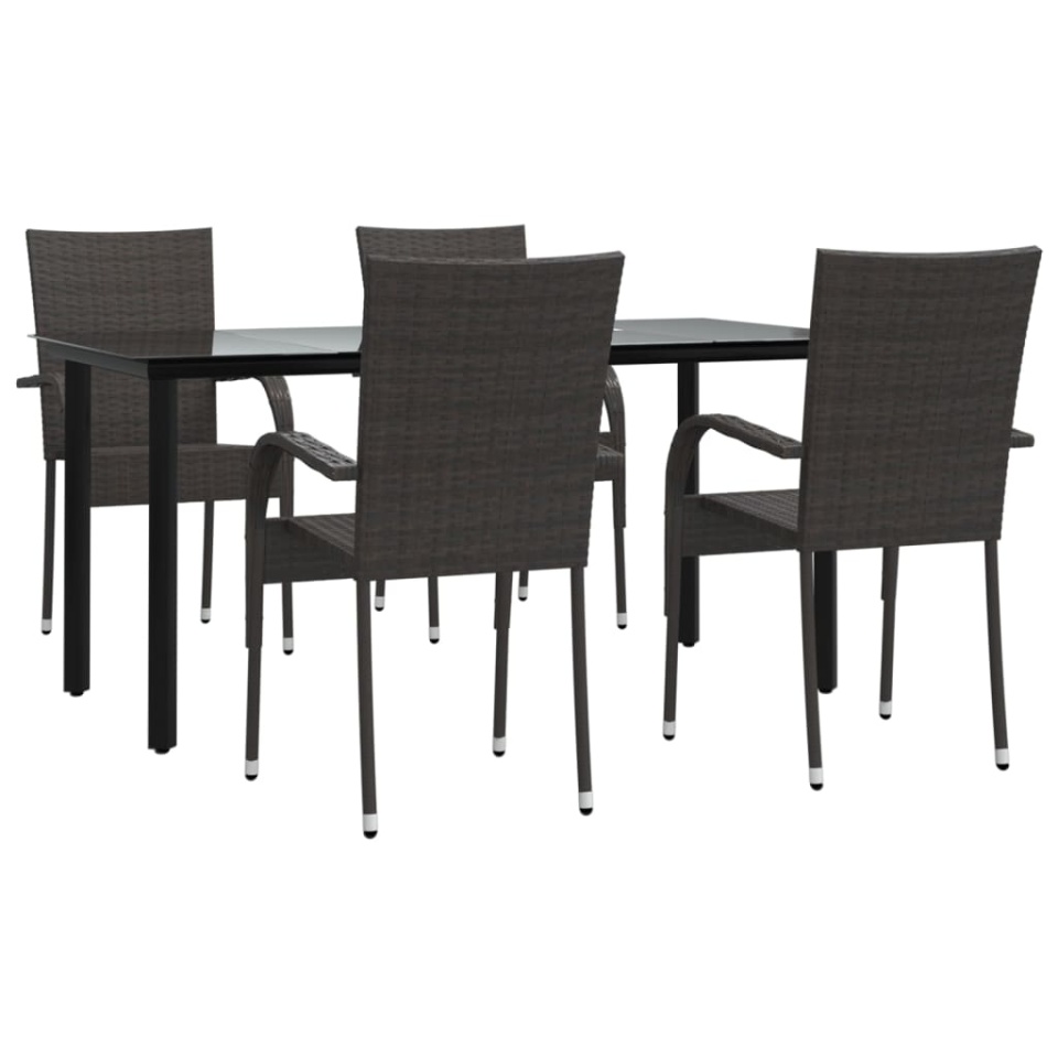 Set mobilier de grădină, 5 piese, maro, poliratan - 2 | YEO