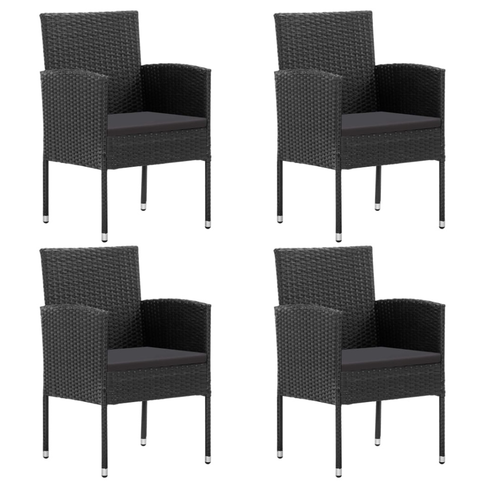 Set mobilier de grădină, 5 piese, negru, poliratan și oțel - 2 | YEO