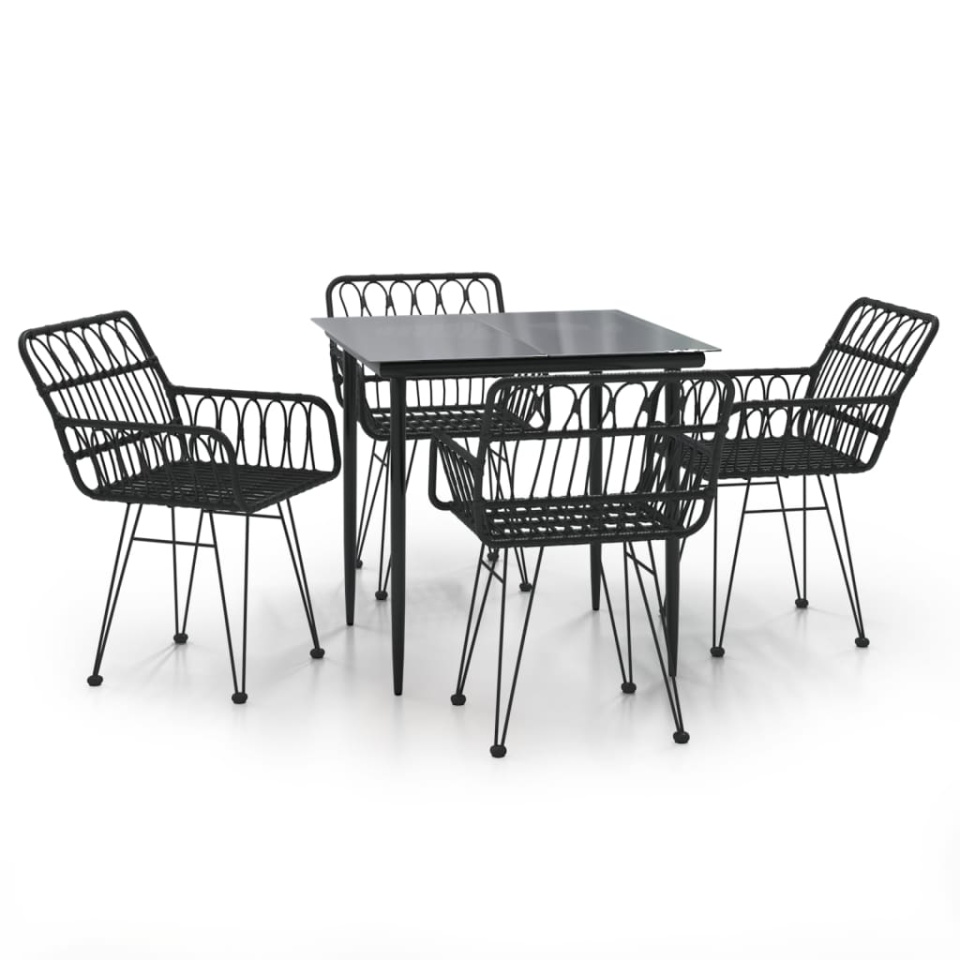 Set mobilier de grădină, 5 piese, negru, poliratan - 1 | YEO