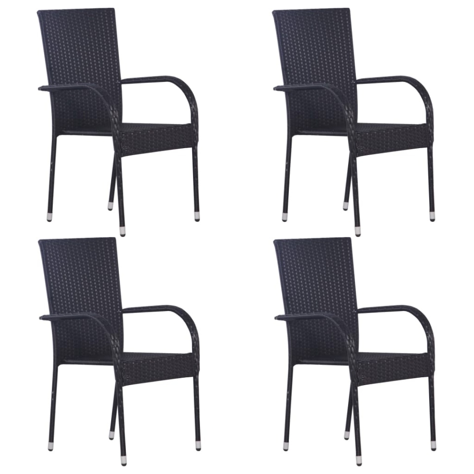 Set mobilier de grădină, 5 piese, negru, poliratan - 3 | YEO