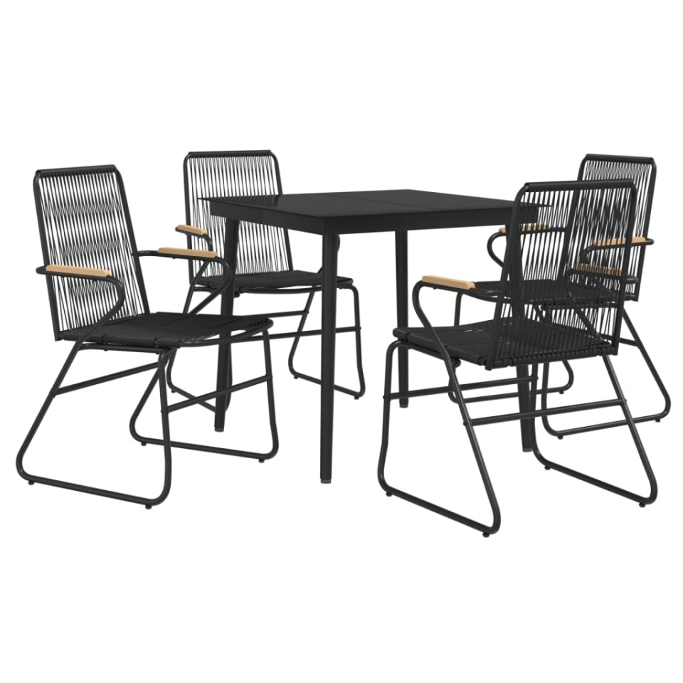 Set mobilier de grădină, 5 piese, negru, ratan PVC - 2 | YEO