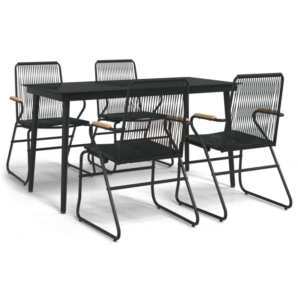 Set mobilier de grădină, 5 piese, negru, ratan PVC - 1 | YEO