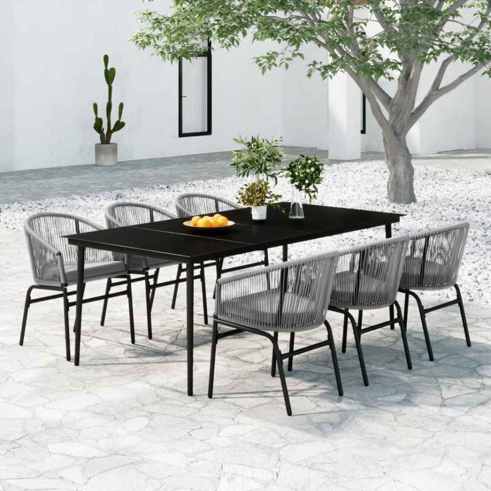 Set mobilier de grădină, 7 piese, gri