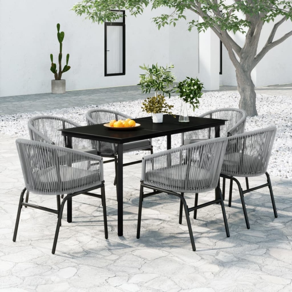 Set mobilier de grădină, 7 piese, gri