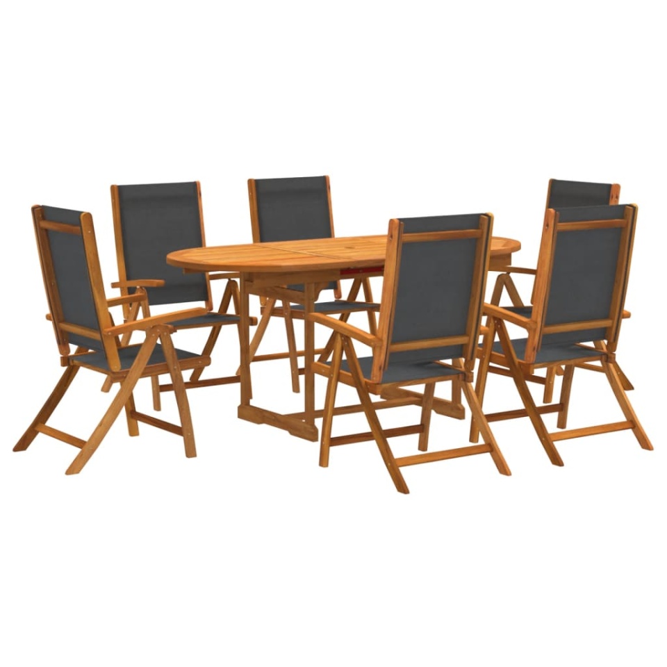 Set mobilier de grădină, 7 piese, lemn masiv acacia/textilenă - 1 | YEO