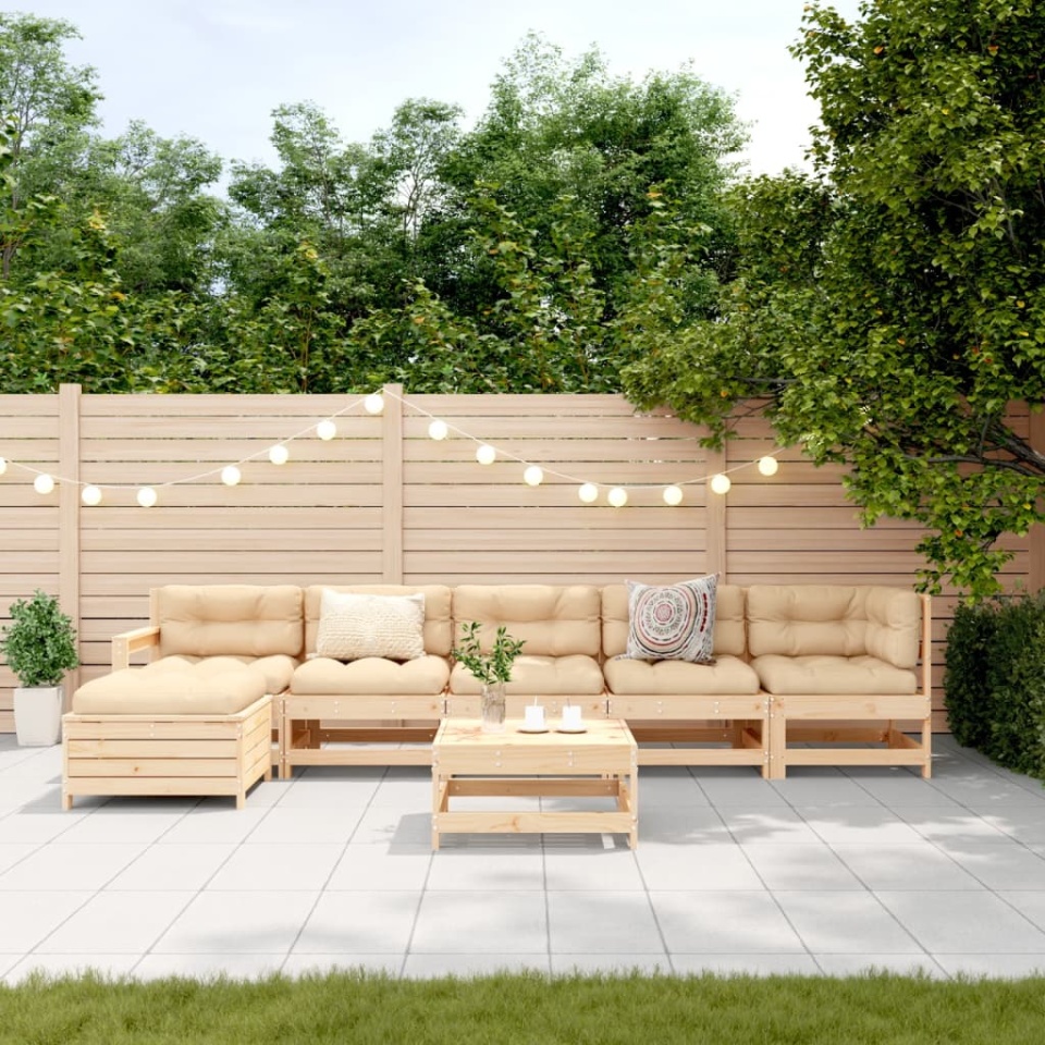 Set mobilier de grădină, 7 piese, lemn masiv de pin - 2 | YEO