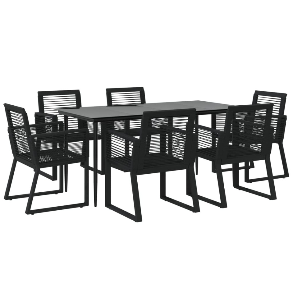 Set mobilier de grădină, 7 piese, negru, ratan PVC - 2 | YEO