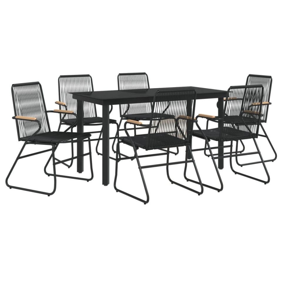 Set mobilier de grădină, 7 piese, negru, ratan PVC - 2 | YEO