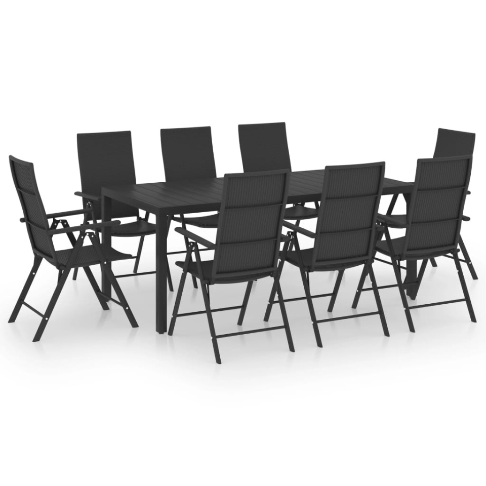 Set mobilier de grădină, 9 piese, negru - 1 | YEO