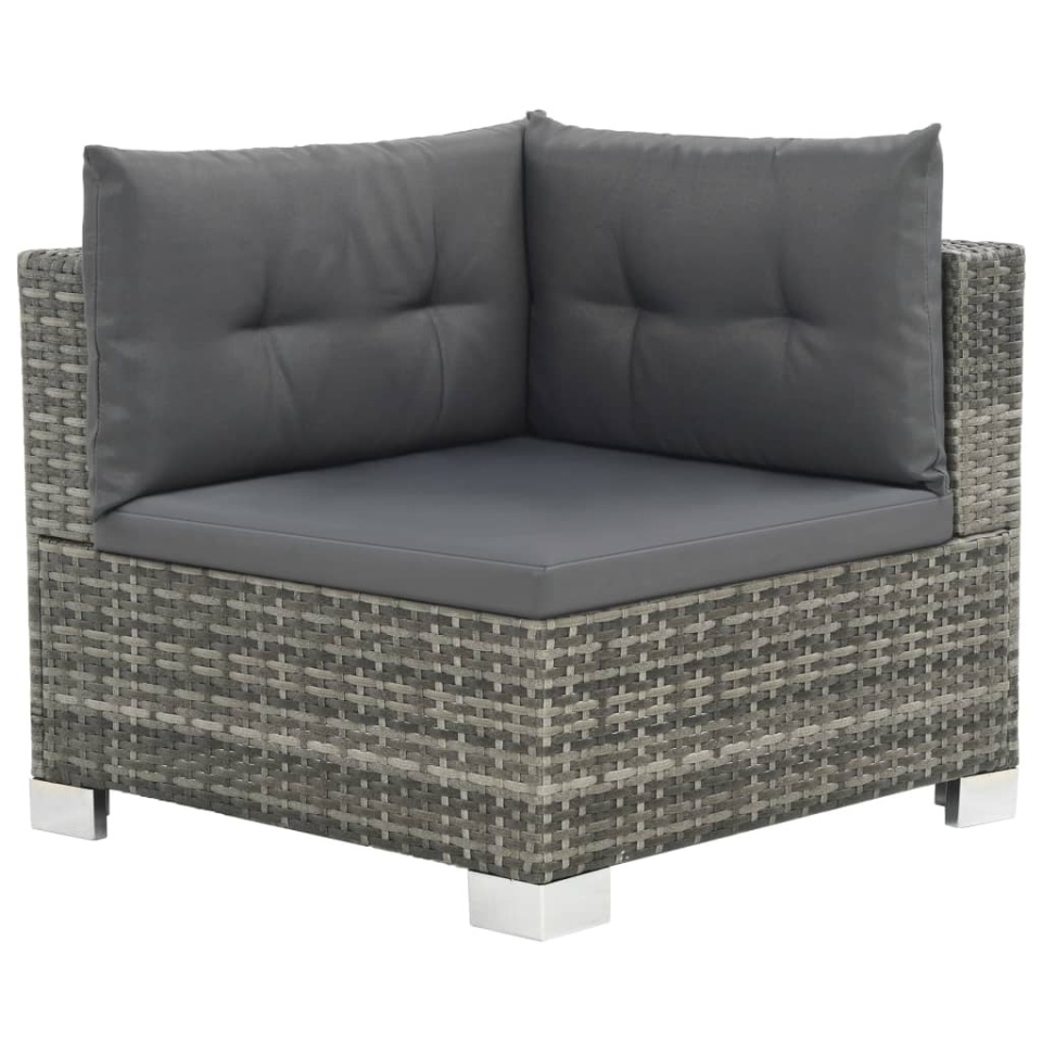 Set mobilier de grădină cu perne, 10 piese, gri, poliratan - 1 | YEO