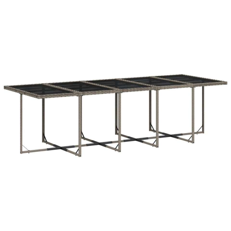 Set mobilier de grădină cu perne, 15 piese, gri, poliratan - 2 | YEO