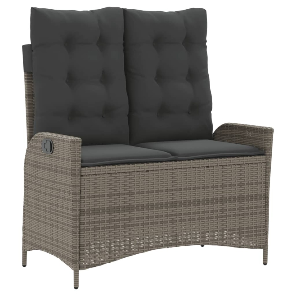Set mobilier de grădină cu perne, 2 piese, gri, poliratan - 3 | YEO