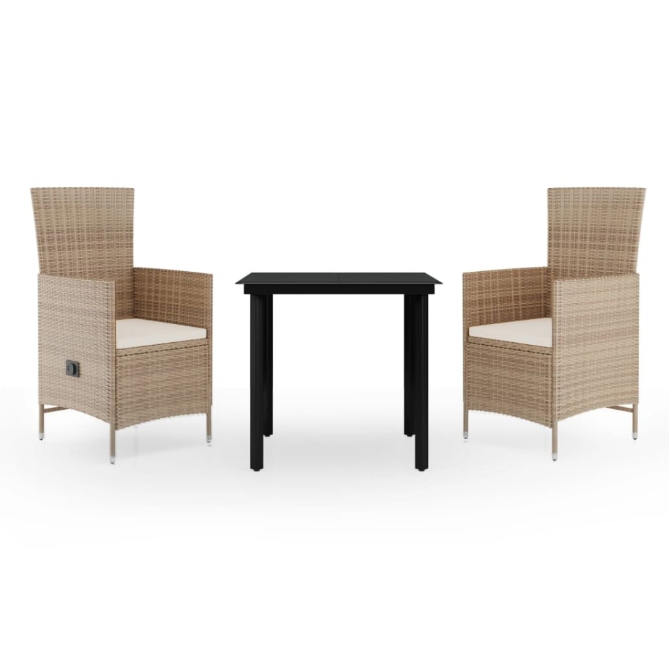 Set mobilier de grădină, cu perne, 3 piese, bej - 1 | YEO