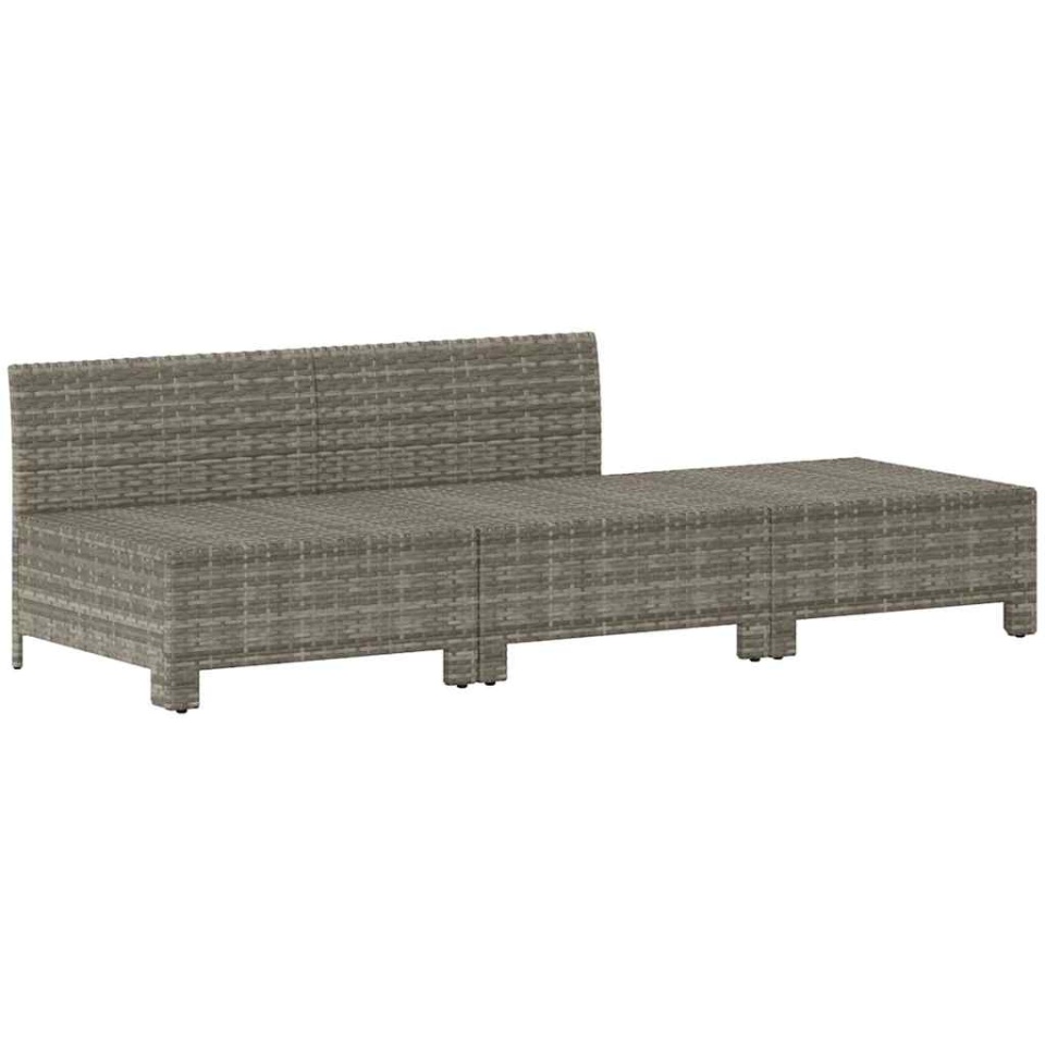 Set mobilier de grădină cu perne, 3 piese, gri, poliratan - 2 | YEO