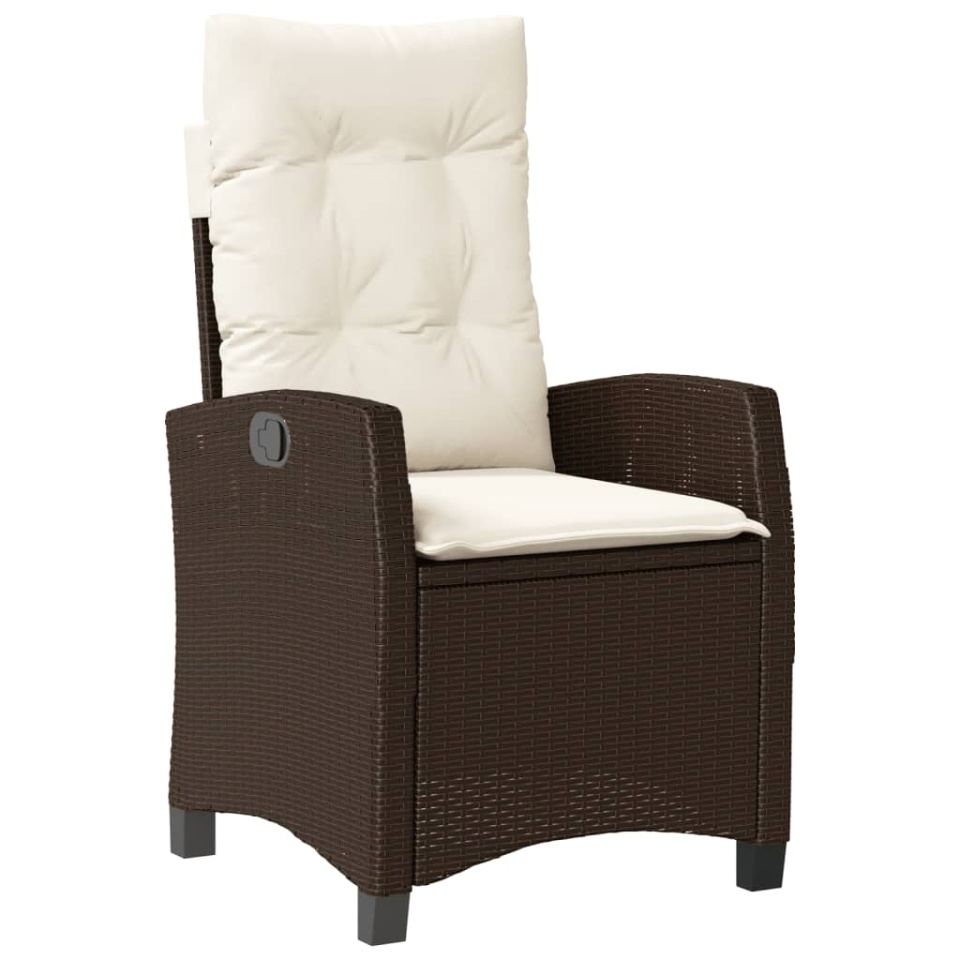 Set mobilier de grădină cu perne, 3 piese, maro, poliratan - 2 | YEO