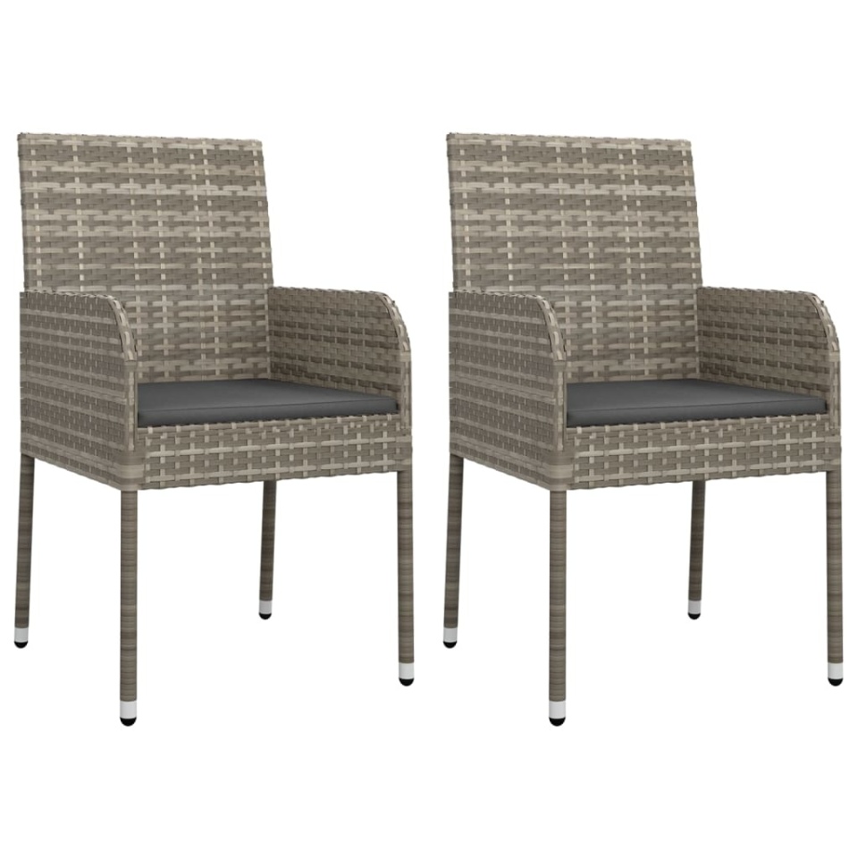 Set mobilier de grădină cu perne, 3 piese, negru/gri, poliratan - 3 | YEO