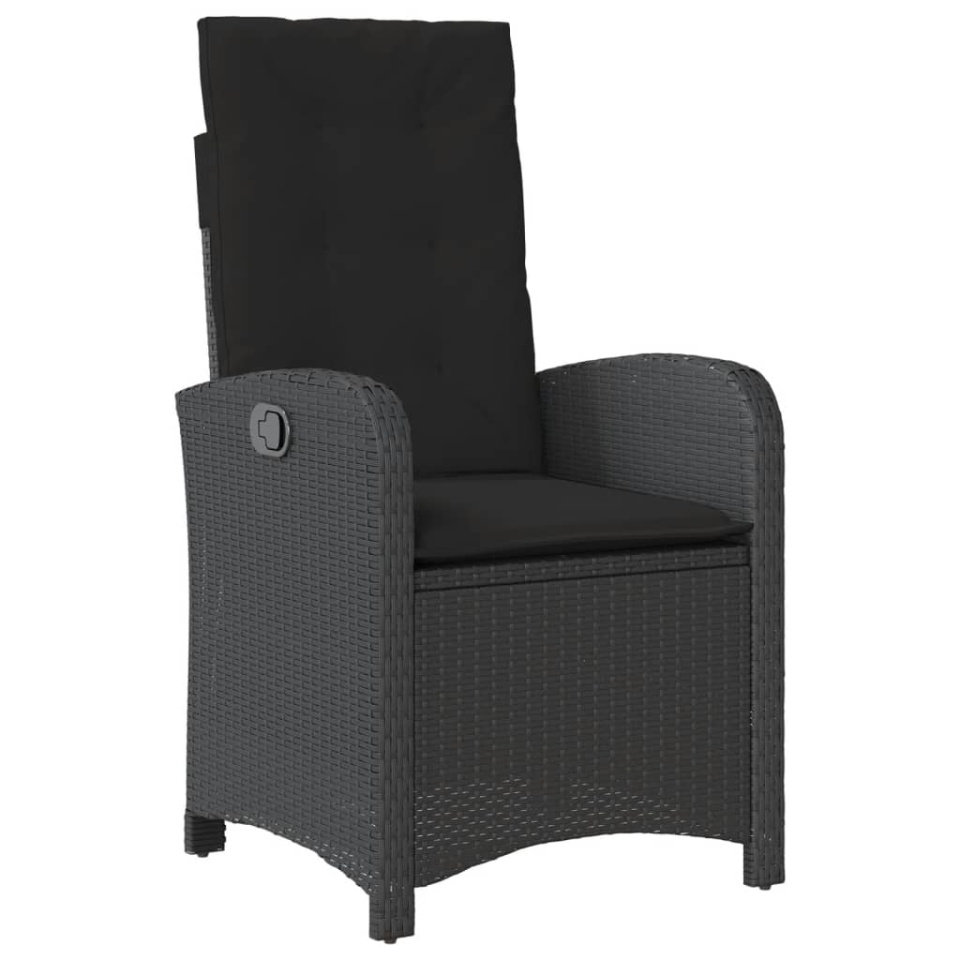 Set mobilier de grădină cu perne, 3 piese, negru, poliratan - 3 | YEO