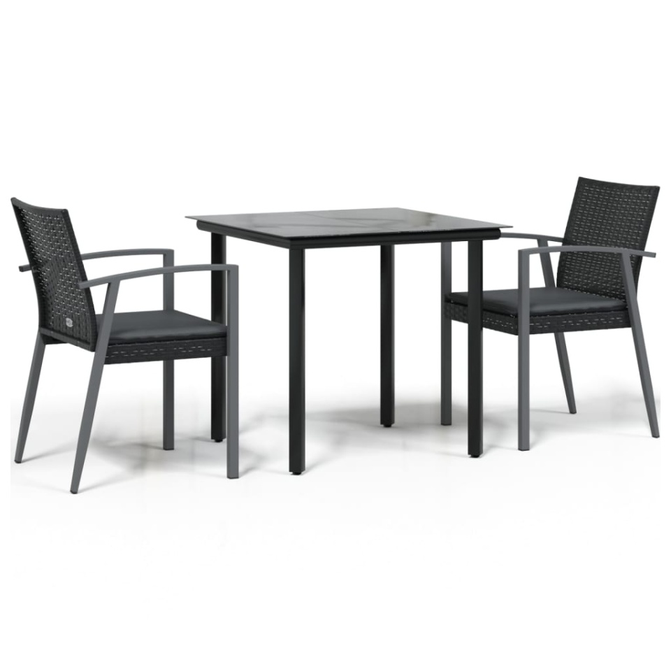 Set mobilier de grădină cu perne, 3 piese, poliratan și oțel - 1 | YEO