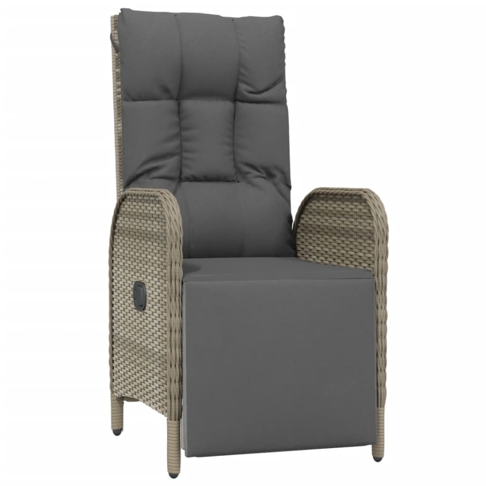 Set mobilier de grădină cu perne, 4 piese, gri, poliratan - 3 | YEO
