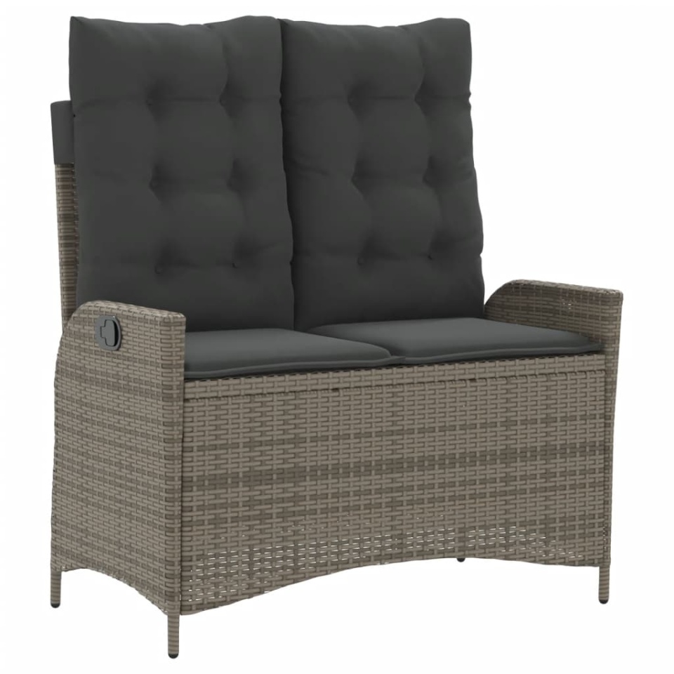 Set mobilier de grădină cu perne, 4 piese, gri, poliratan - 3 | YEO