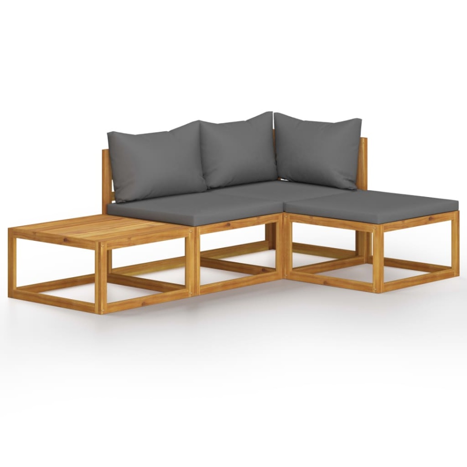 Set mobilier de grădină cu perne, 4 piese, lemn masiv de acacia - 1 | YEO
