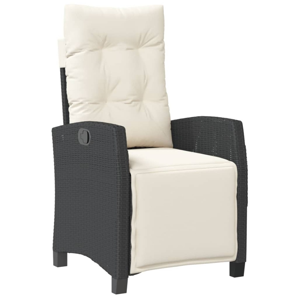 Set mobilier de grădină cu perne, 4 piese, negru, poliratan - 2 | YEO