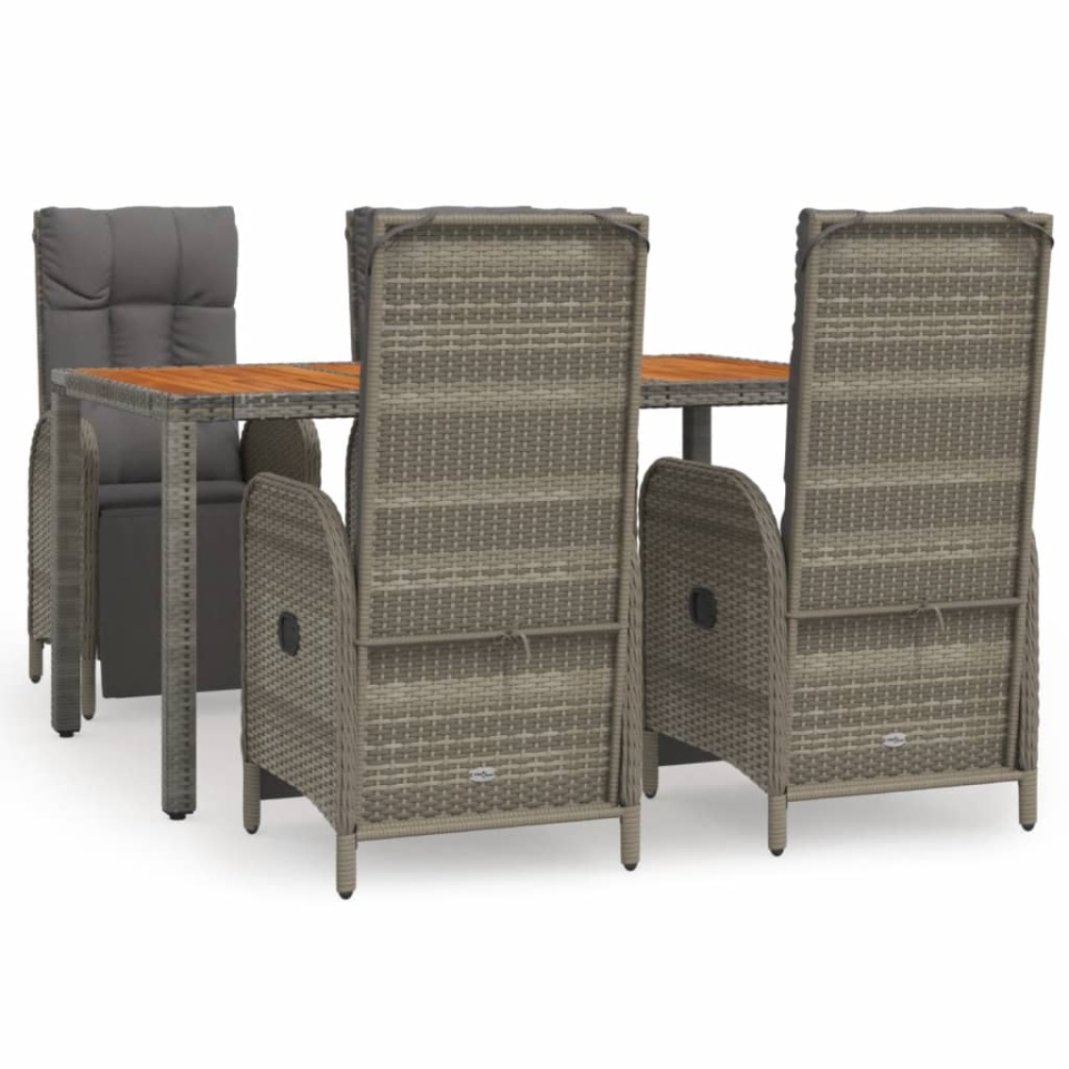 Set mobilier de grădină cu perne, 5 piese, gri, poliratan - 1 | YEO