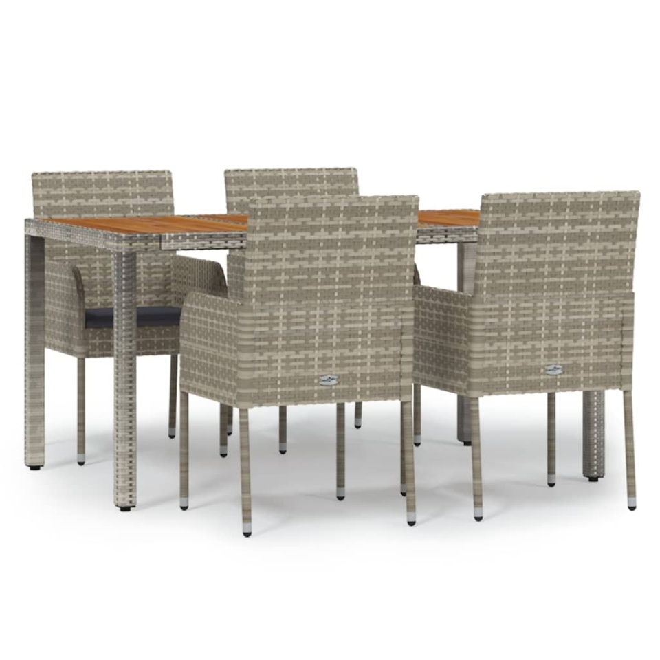 Set mobilier de grădină cu perne, 5 piese, gri, poliratan - 1 | YEO