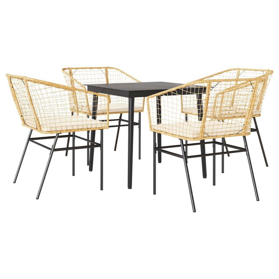 Set mobilier de grădină cu perne 5 piese maro sticlă polirattan - 1 | YEO
