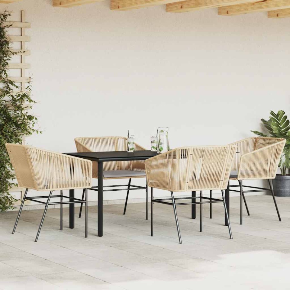 Set mobilier de grădină cu perne 5 piese maro sticlă polirattan - 2 | YEO