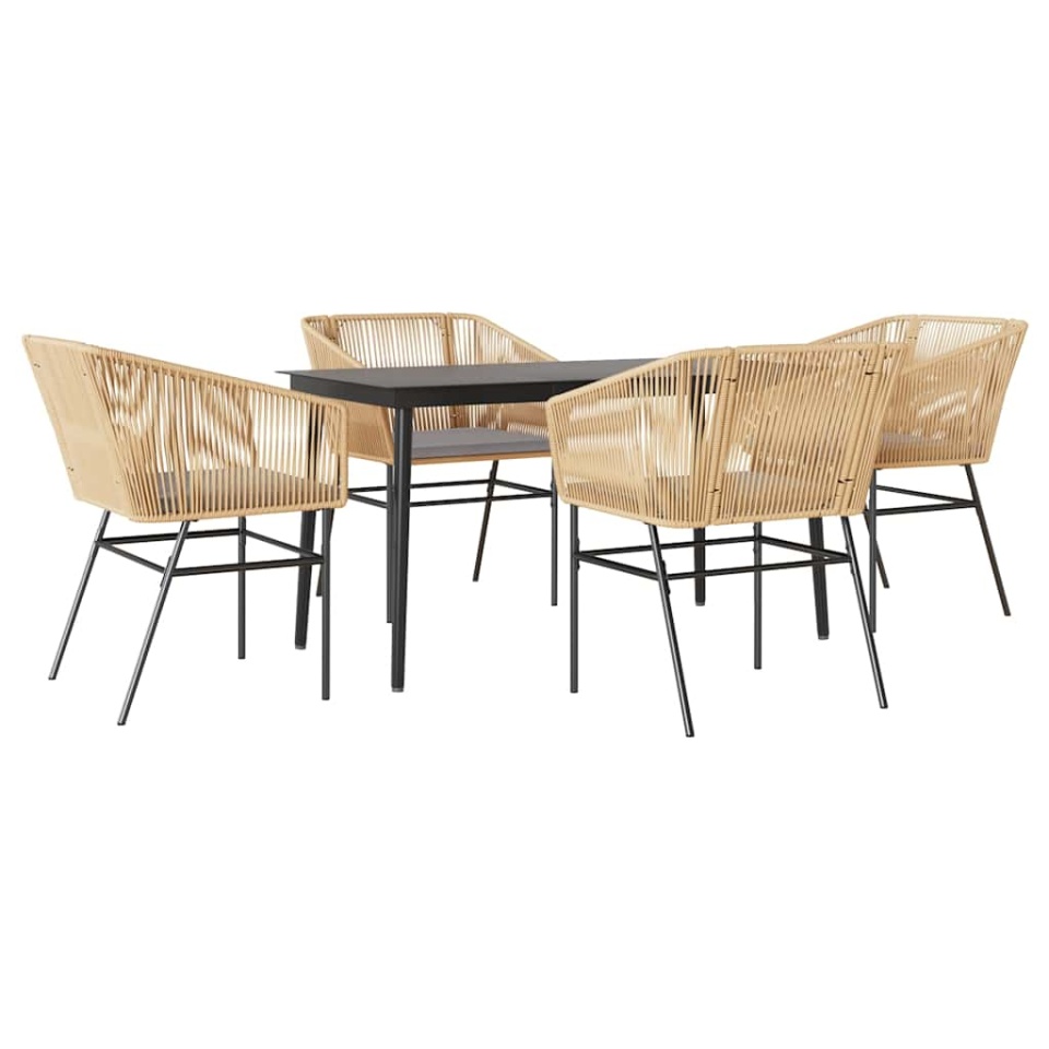 Set mobilier de grădină cu perne 5 piese maro sticlă polirattan - 1 | YEO