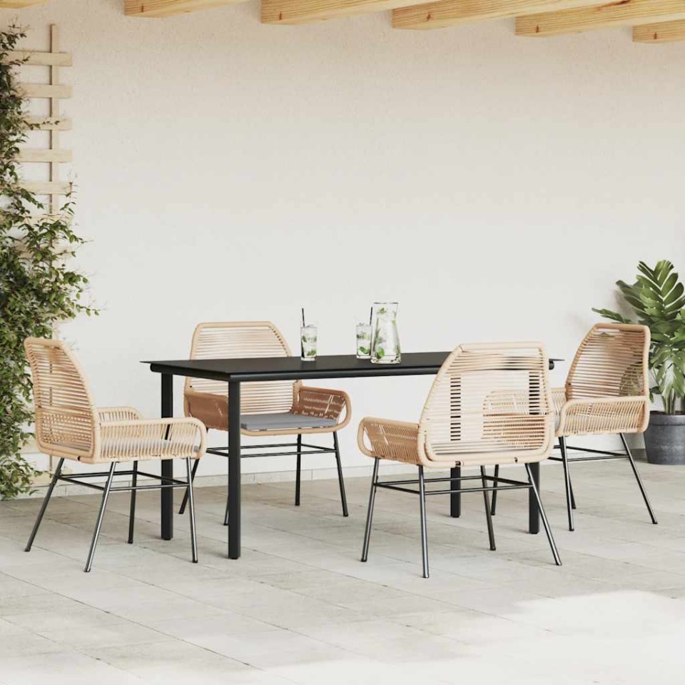 Set mobilier de grădină cu perne 5 piese maro sticlă polirattan - 2 | YEO