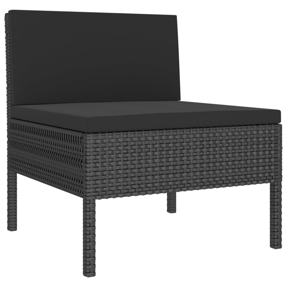 Set mobilier de grădină cu perne, 5 piese, negru, poliratan - 3 | YEO