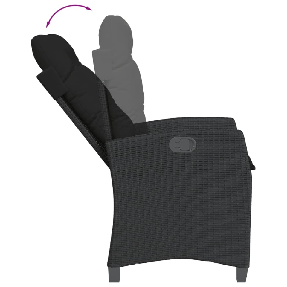 Set mobilier de grădină cu perne, 5 piese, negru, poliratan - 3 | YEO