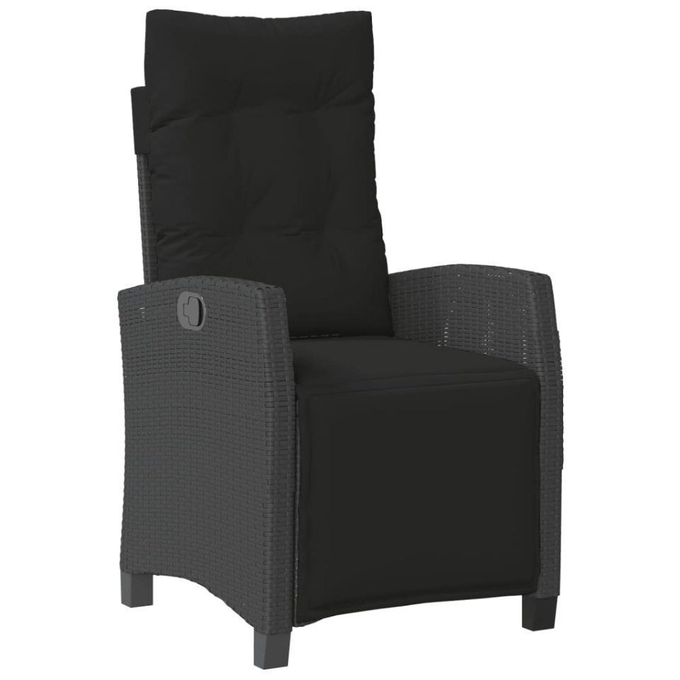 Set mobilier de grădină cu perne, 5 piese, negru, poliratan - 3 | YEO