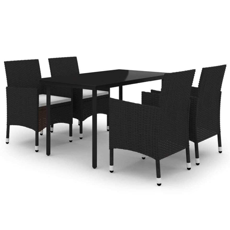 Set mobilier de grădină cu perne 5 piese poliratan & sticlă - 1 | YEO