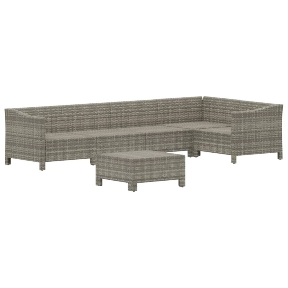 Set mobilier de grădină cu perne, 6 piese, gri, poliratan - 3 | YEO