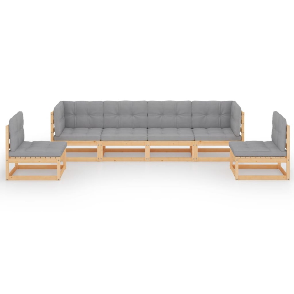 Set mobilier de grădină cu perne, 6 piese, lemn masiv de pin - 2 | YEO