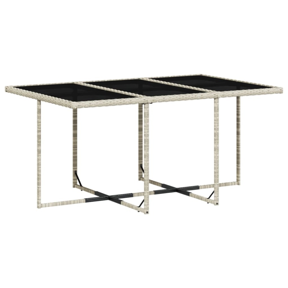 Set mobilier de grădină cu perne, 7 piese gri deschis poliratan - 2 | YEO