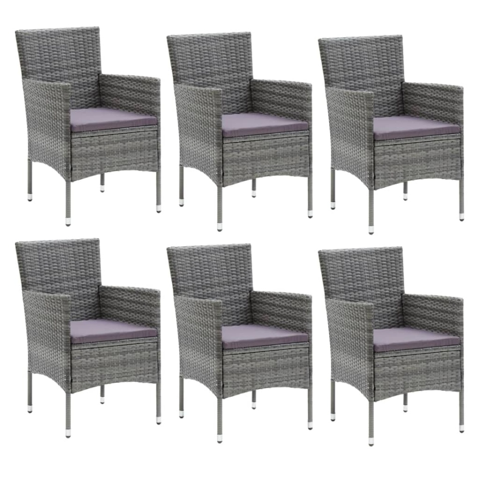 Set mobilier de grădină cu perne, 7 piese, gri, poliratan - 2 | YEO