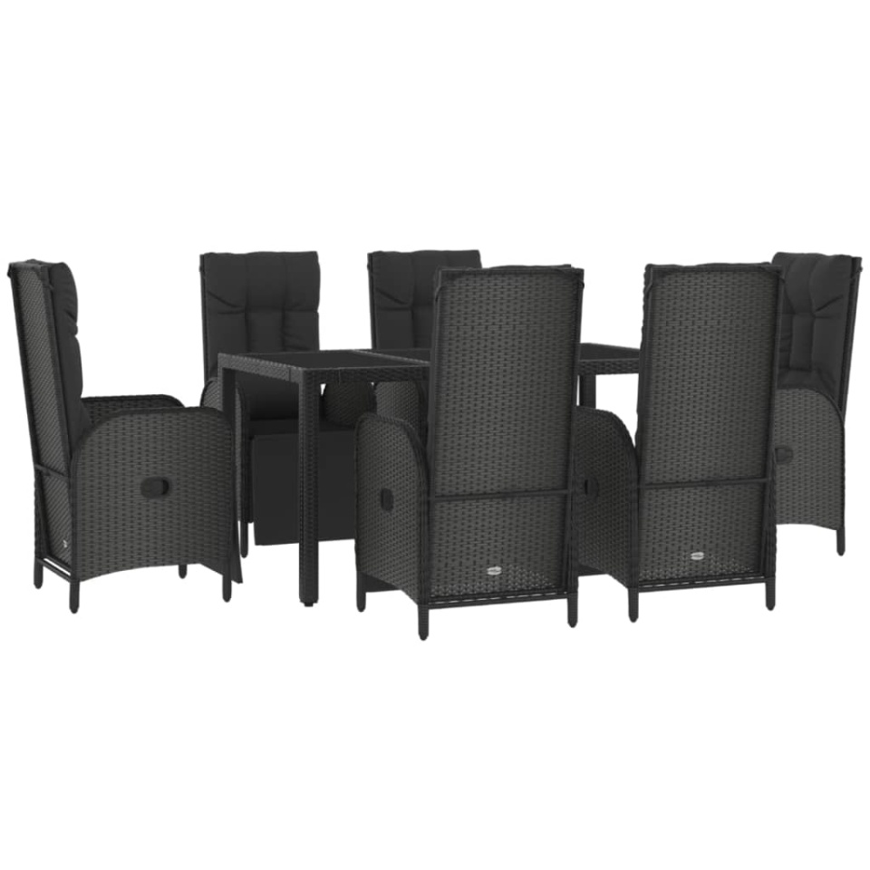 Set mobilier de grădină cu perne, 7 piese, negru/gri, poliratan - 2 | YEO