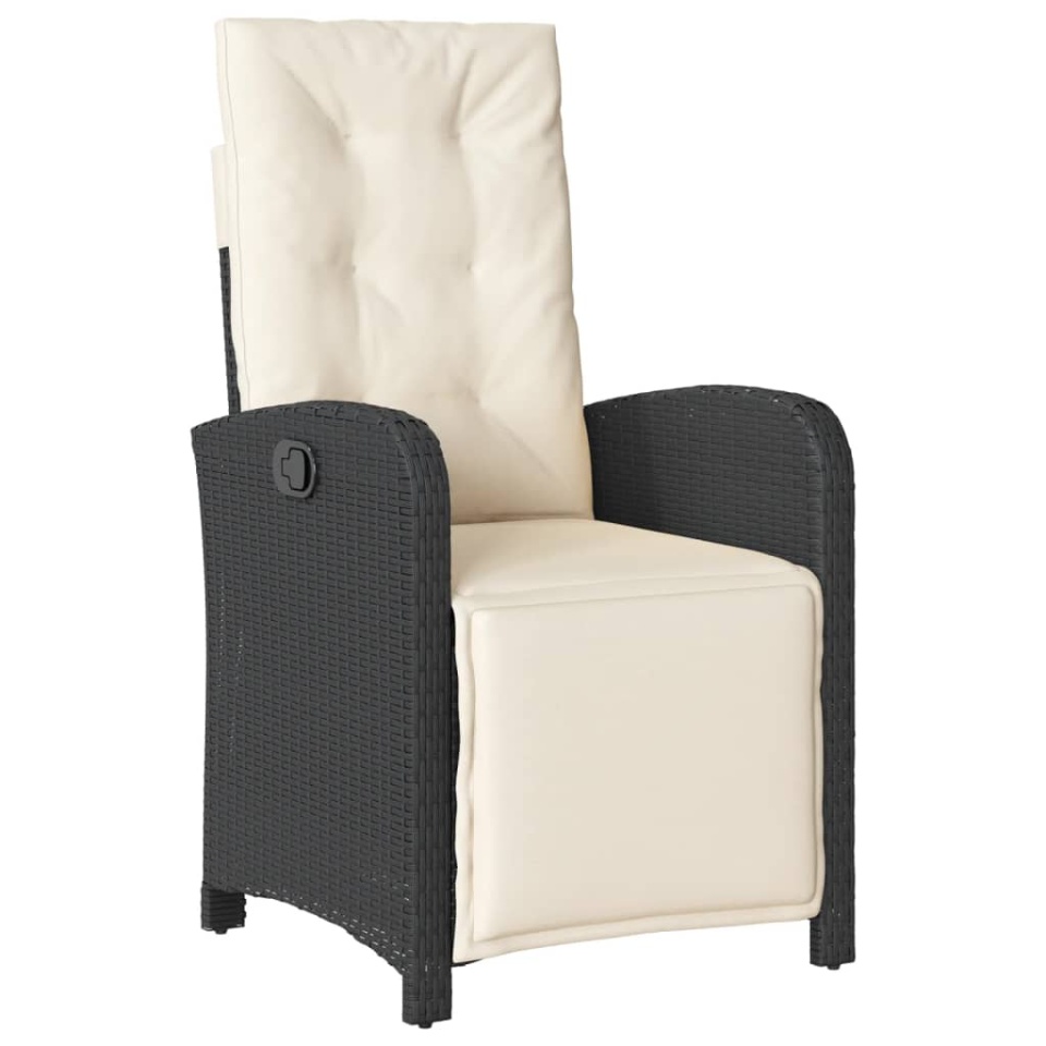 Set mobilier de grădină cu perne, 7 piese, negru, poliratan - 2 | YEO