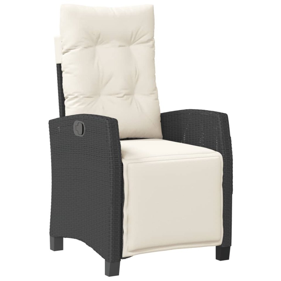 Set mobilier de grădină cu perne, 7 piese, negru, poliratan - 2 | YEO