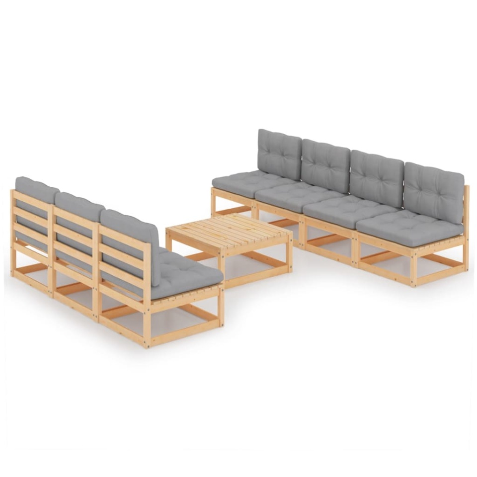Set mobilier de grădină cu perne, 8 piese, lemn masiv de pin - 1 | YEO