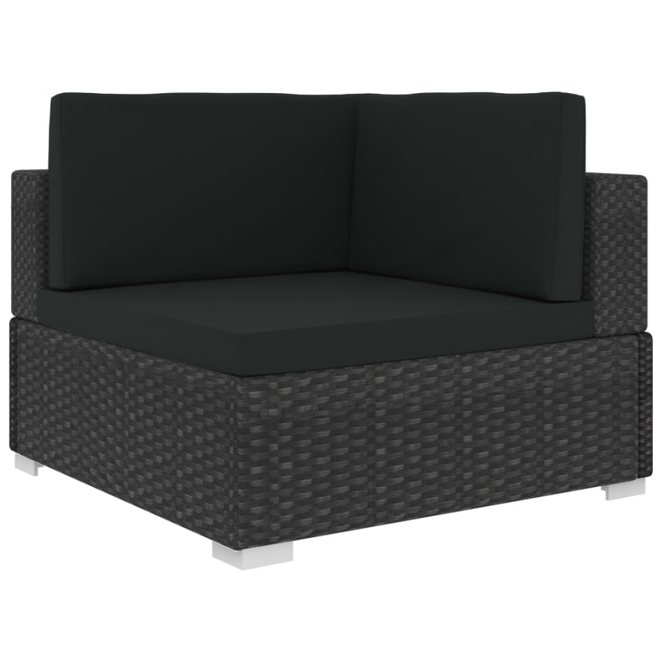 Set mobilier de grădină cu perne, 8 piese, negru, poliratan - 3 | YEO