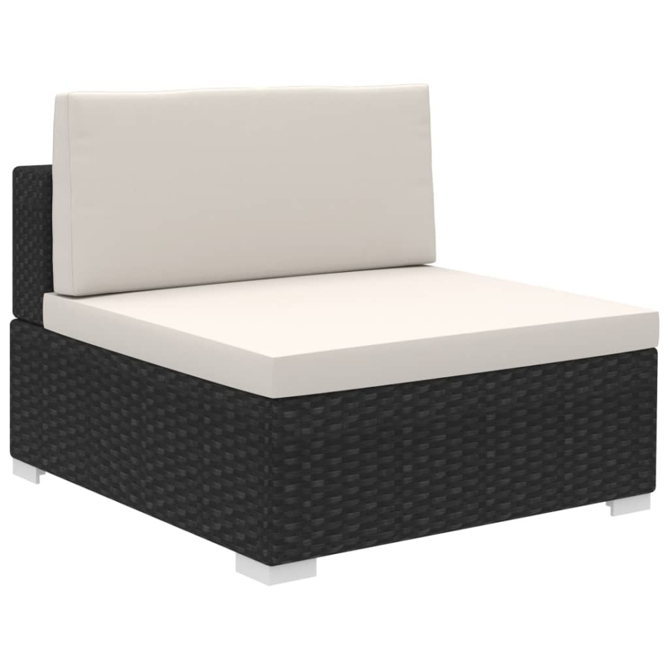 Set mobilier de grădină cu perne, 8 piese, negru, poliratan - 3 | YEO