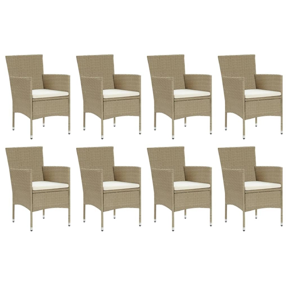 Set mobilier de grădină cu perne, 9 piese, bej, poliratan - 2 | YEO